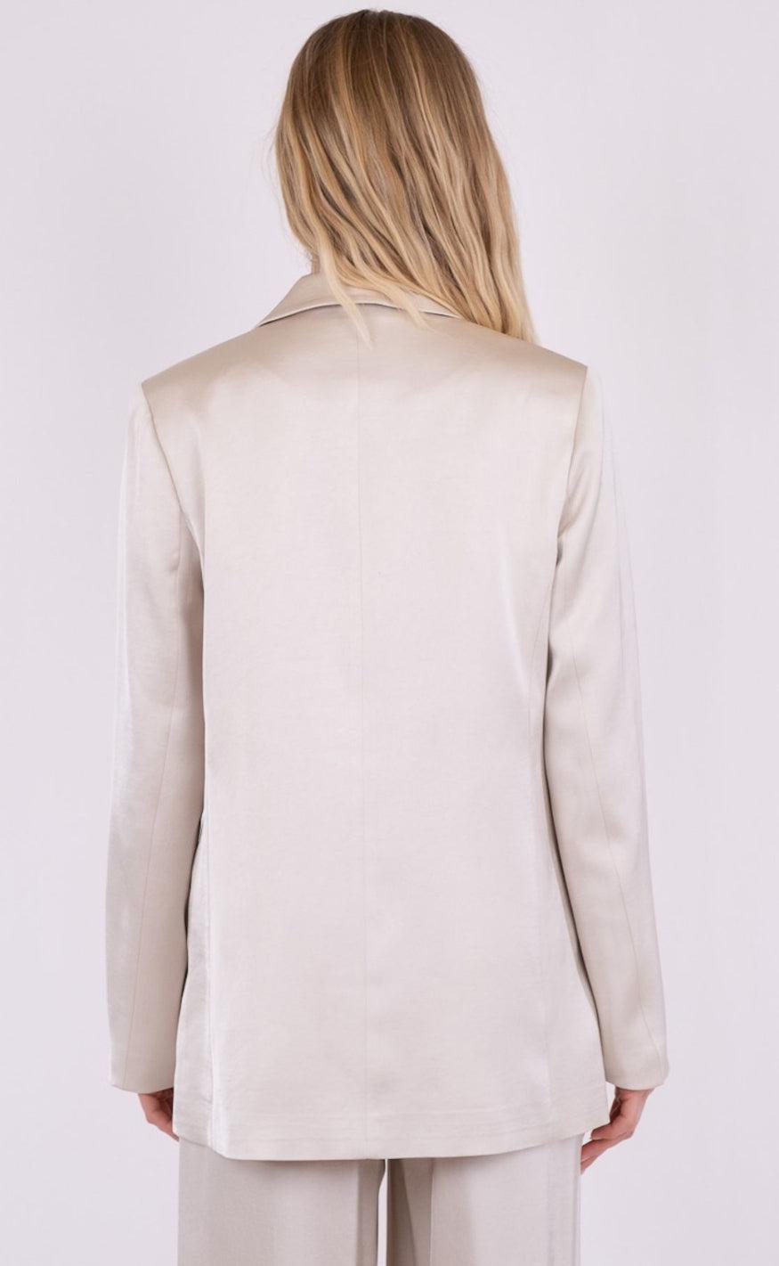 Neo Noir Blazer - Jardin Heavy Sateen - Ivory