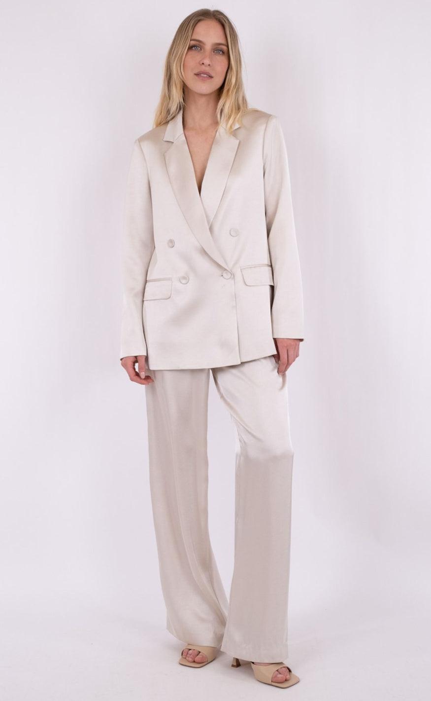 Neo Noir Blazer - Jardin Heavy Sateen - Ivory