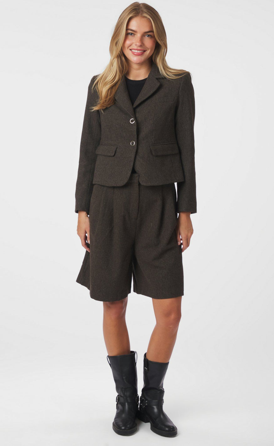 Neo Noir Blazer - Waed Mini - Brown Melange