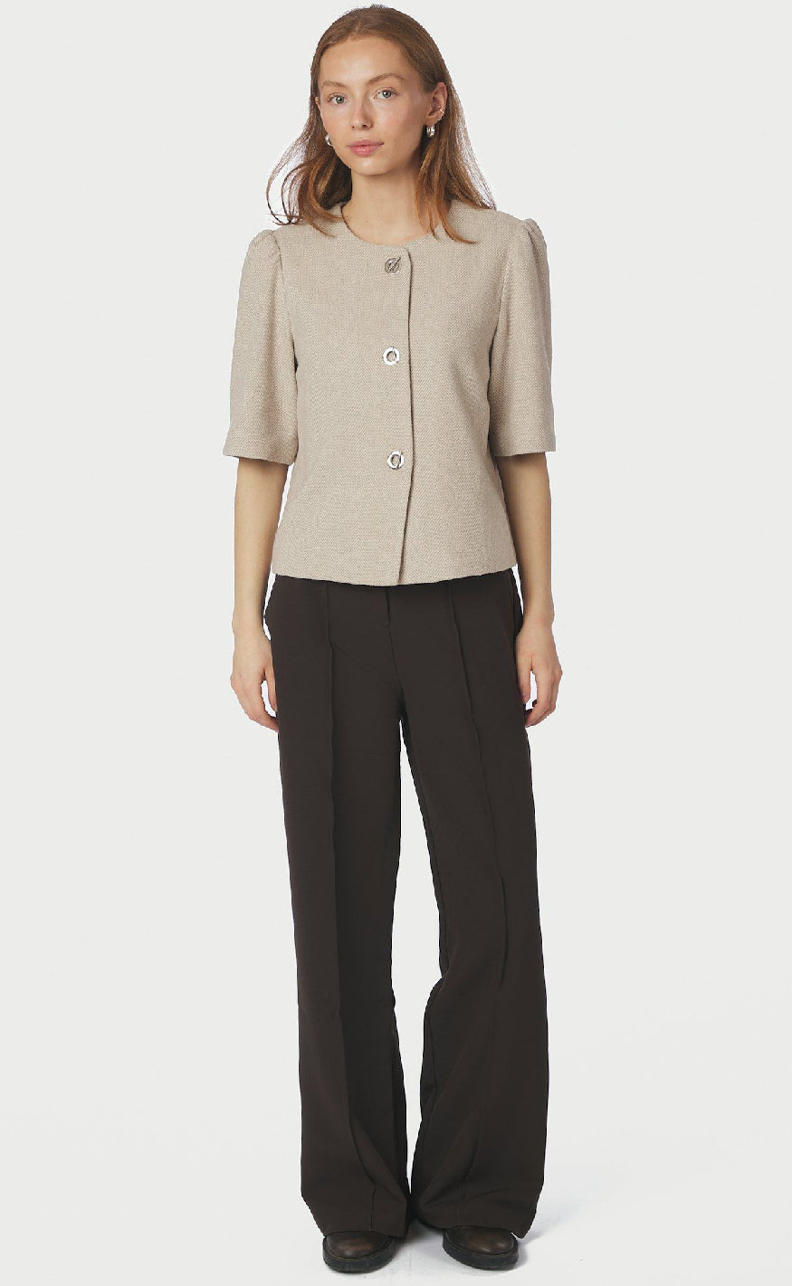 Neo Noir Blazer - Xanthe Light Herringbone - Sand