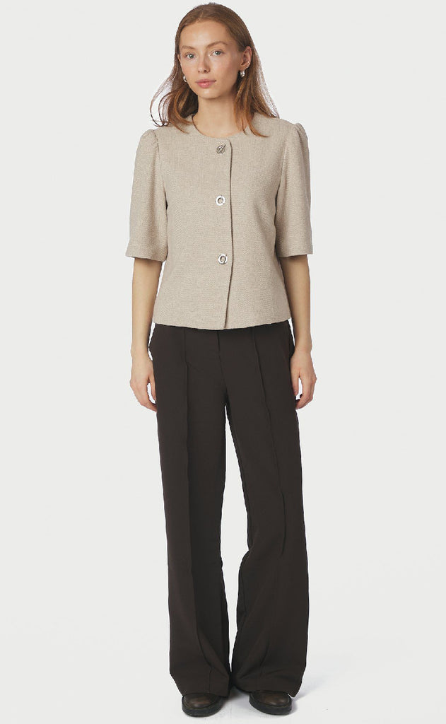 Neo Noir Blazer - Xanthe Light Herringbone - Sand