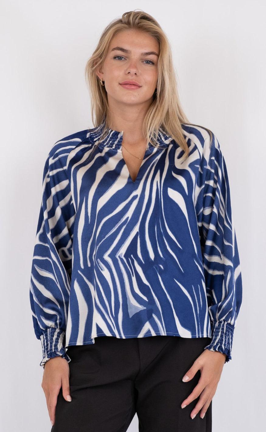Neo Noir Blouse - Stone Wave Line - Blue