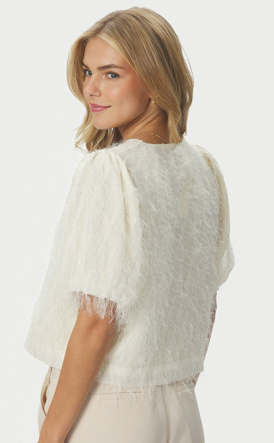 Neo Noir Bluse - Aisa Frilly - Creme