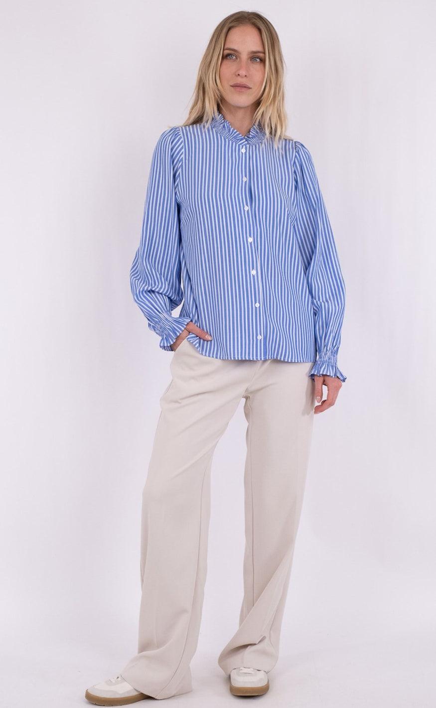 Neo Noir Bluse - Brianna - Blue Stripe