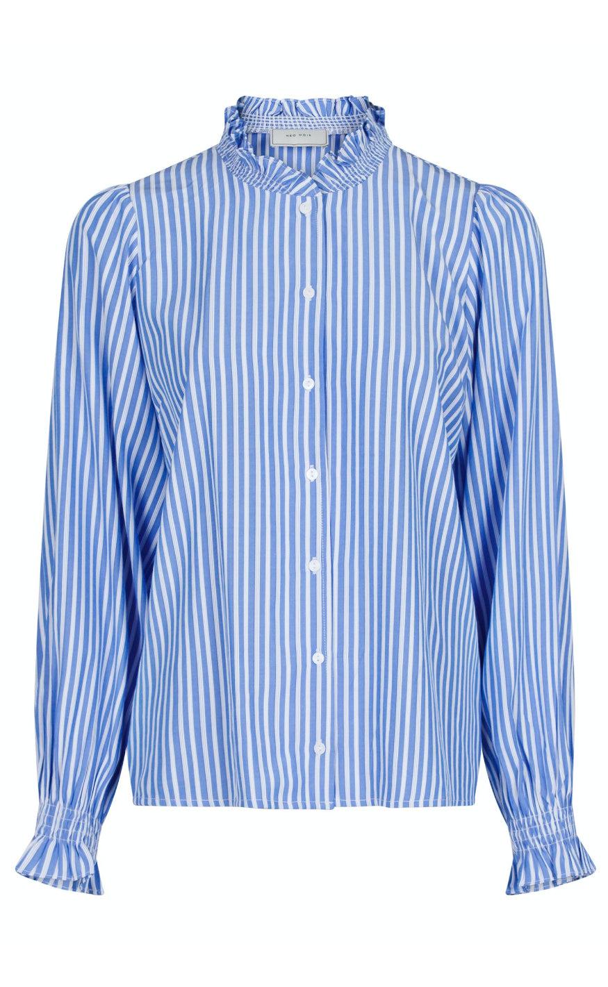 Neo Noir Bluse - Brianna - Blue Stripe
