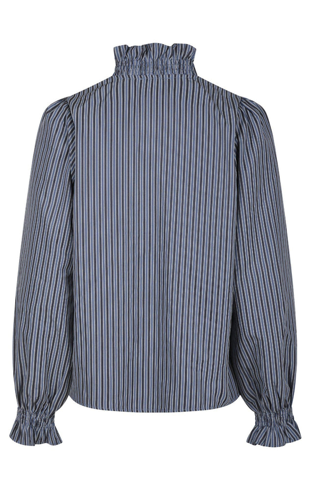 Neo Noir Bluse - Brielle Twill Stripe - Dusty Blue