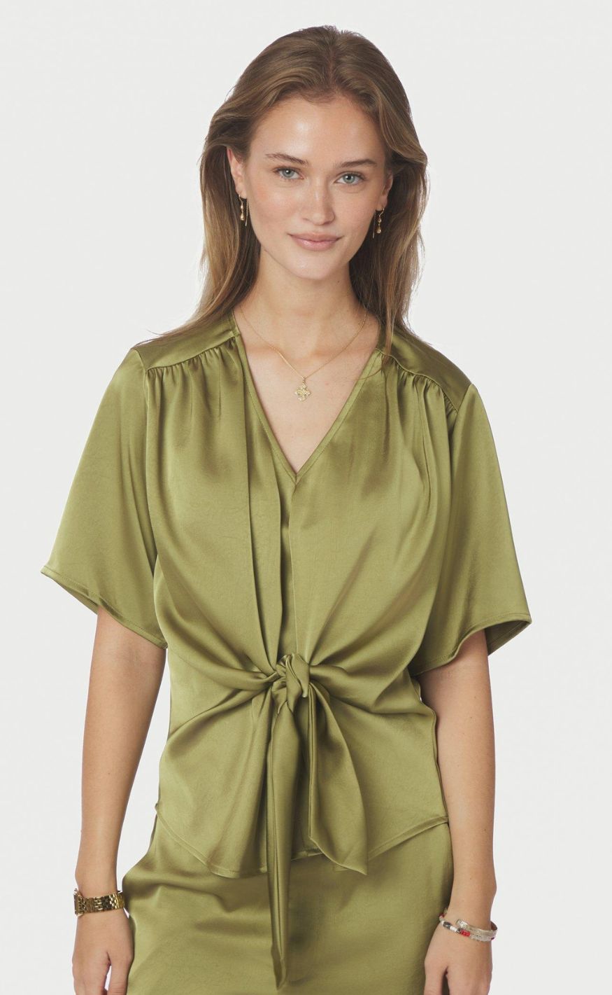 Neo Noir Bluse - Casadia Heavy Sateen - Sage Green