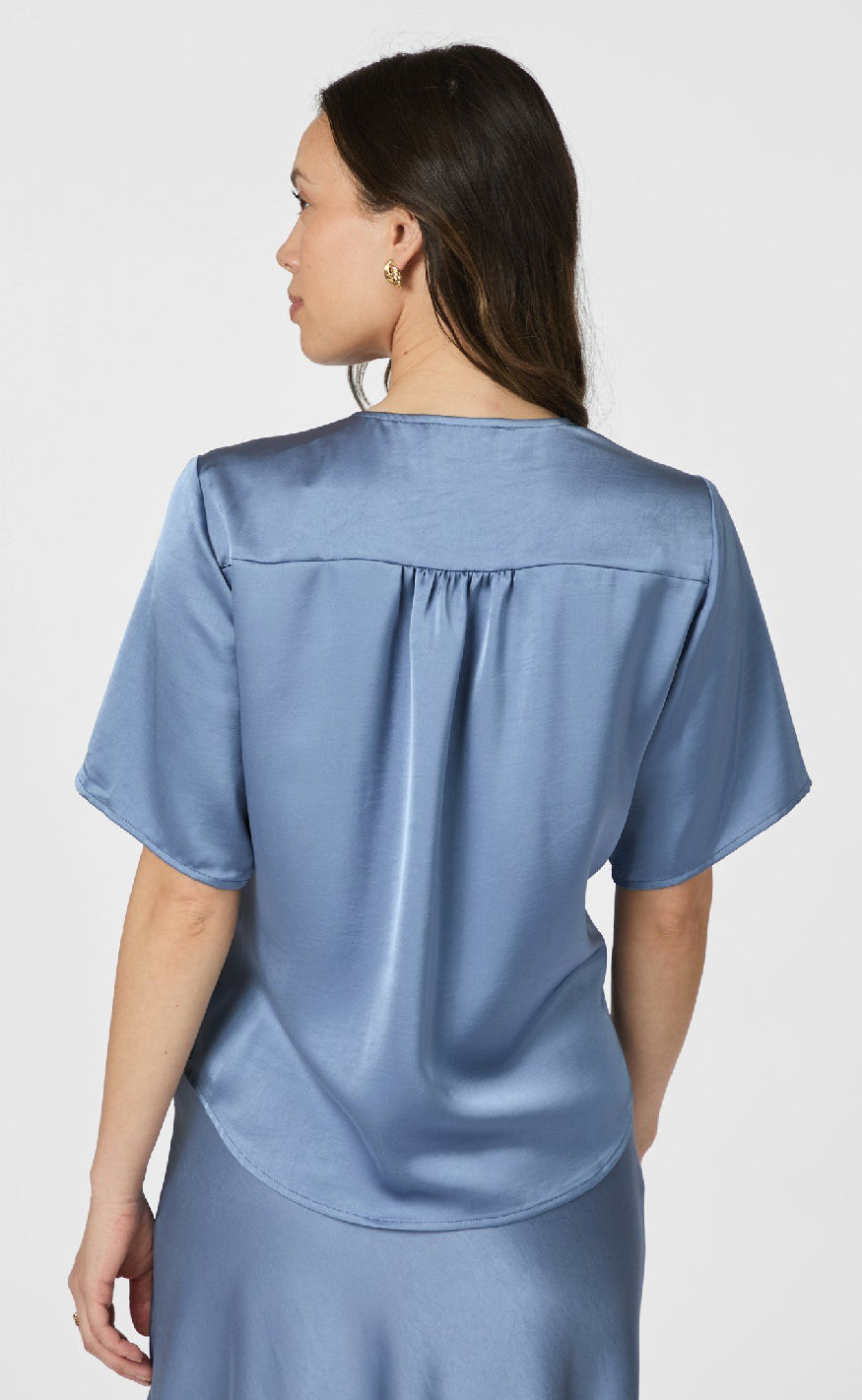 Neo Noir Bluse - Casadia Heavy Sateen - Smoke Blue
