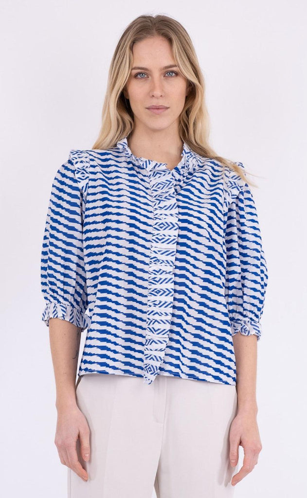 Neo Noir Bluse - Chacha Graphic - Blue