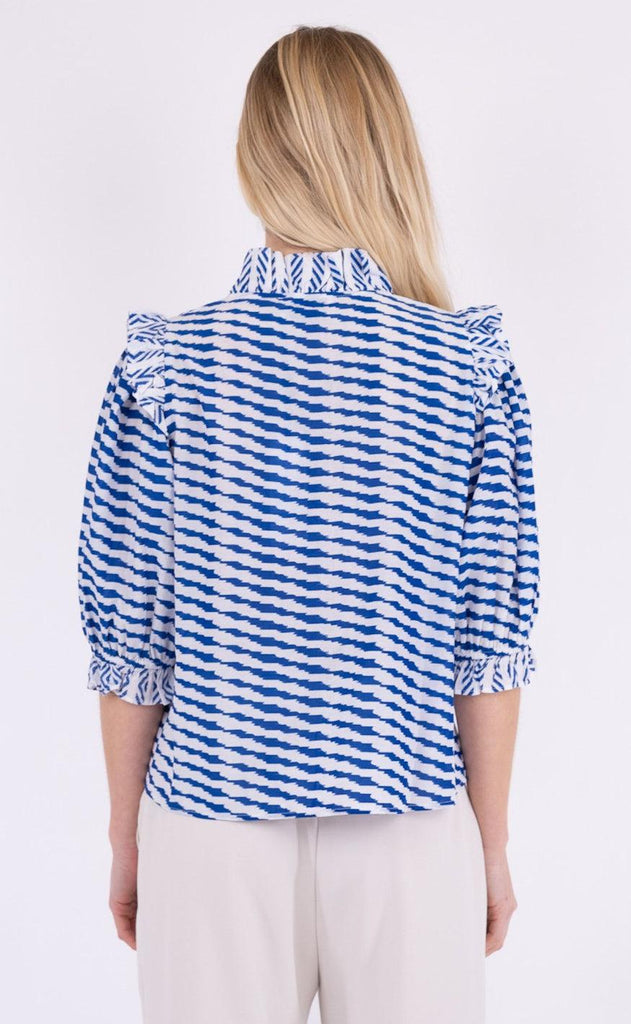 Neo Noir Bluse - Chacha Graphic - Blue