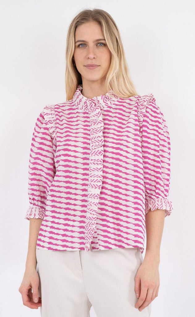 Neo Noir Bluse - Chacha Graphic - Pink