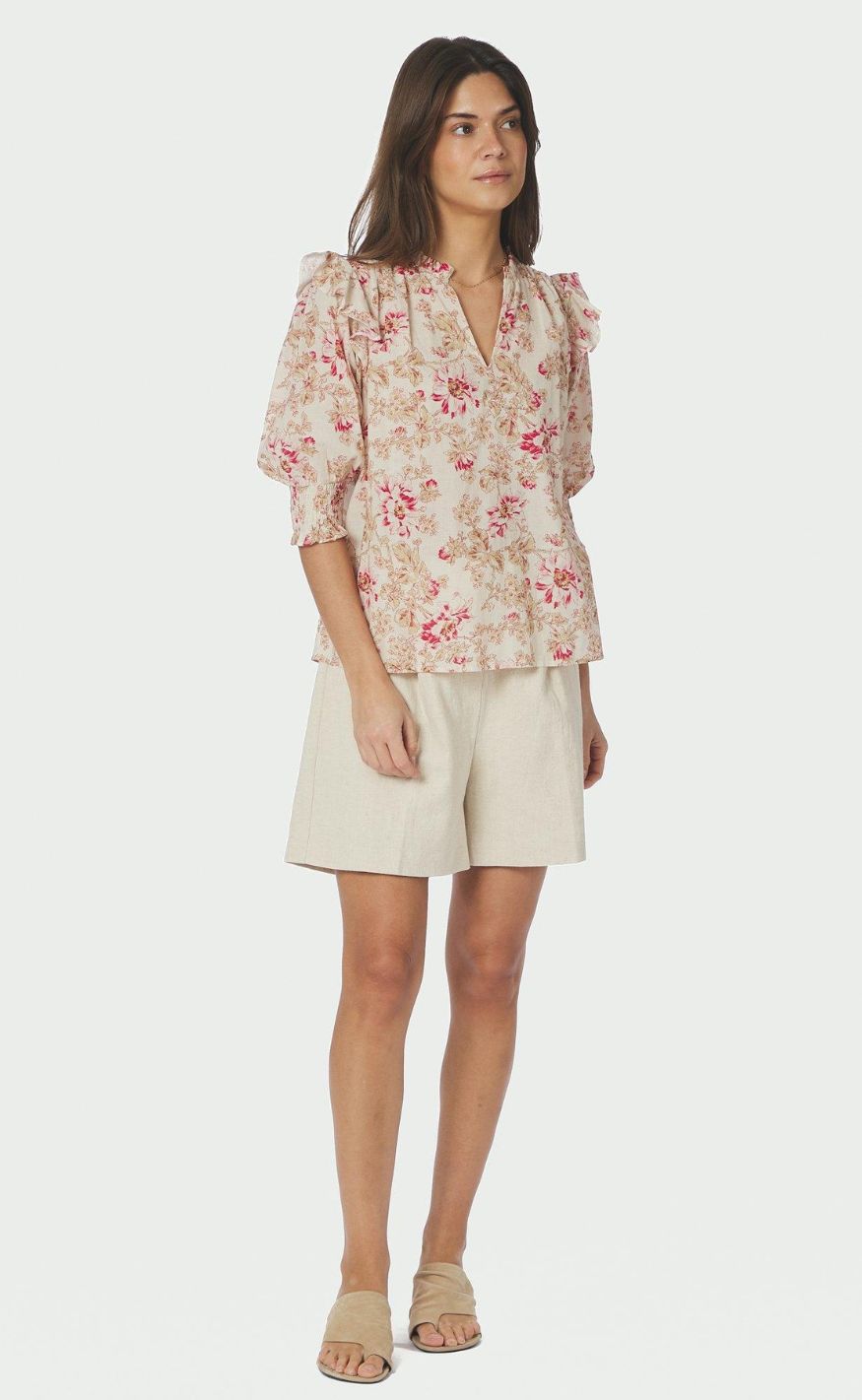 Neo Noir Bluse - Davina Flower - Rose