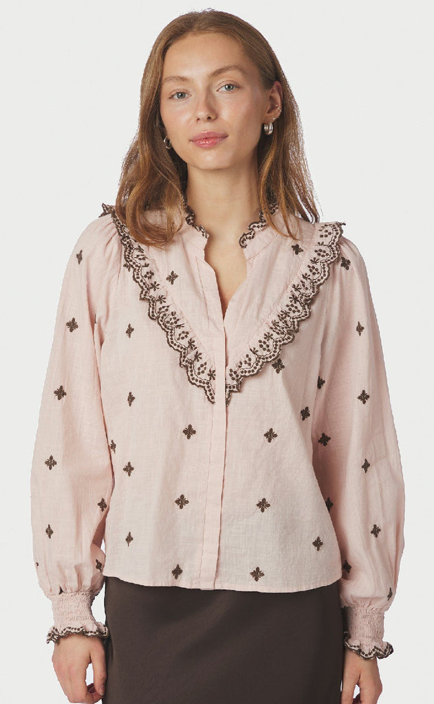 Neo Noir Bluse - Degas - Dusty Rose / Brown