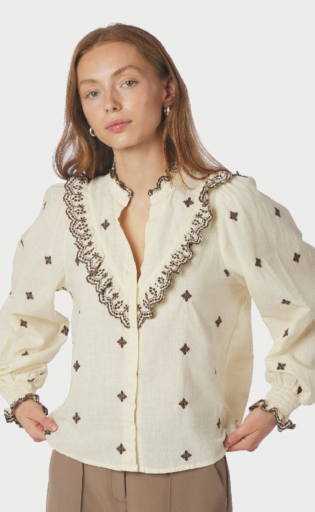 Neo Noir Bluse - Degas - Light Yellow / Brown