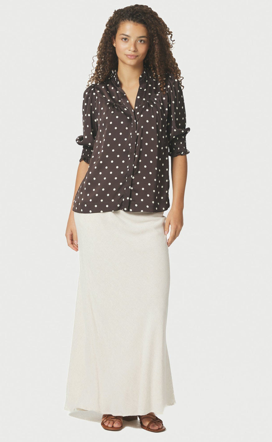 Neo Noir Bluse - Diana Dot - Dark Brown