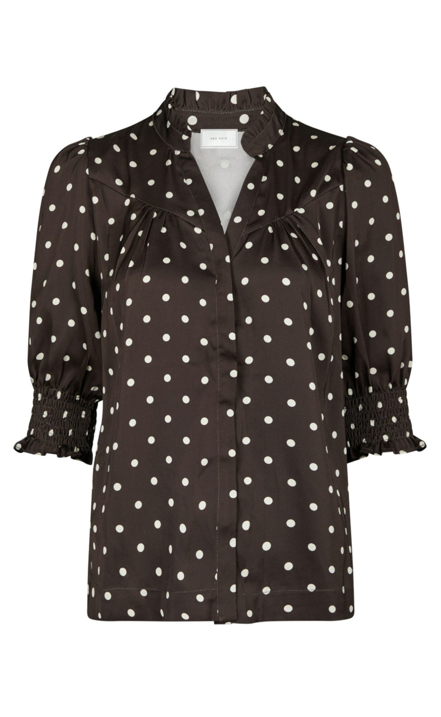 Neo Noir Bluse - Diana Dot - Dark Brown