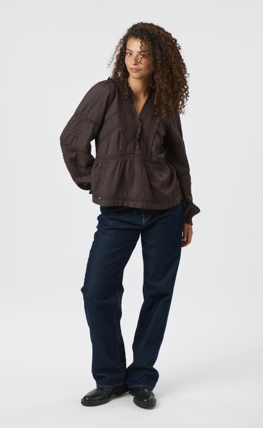 Neo Noir Bluse - Elfie - Dark Brown