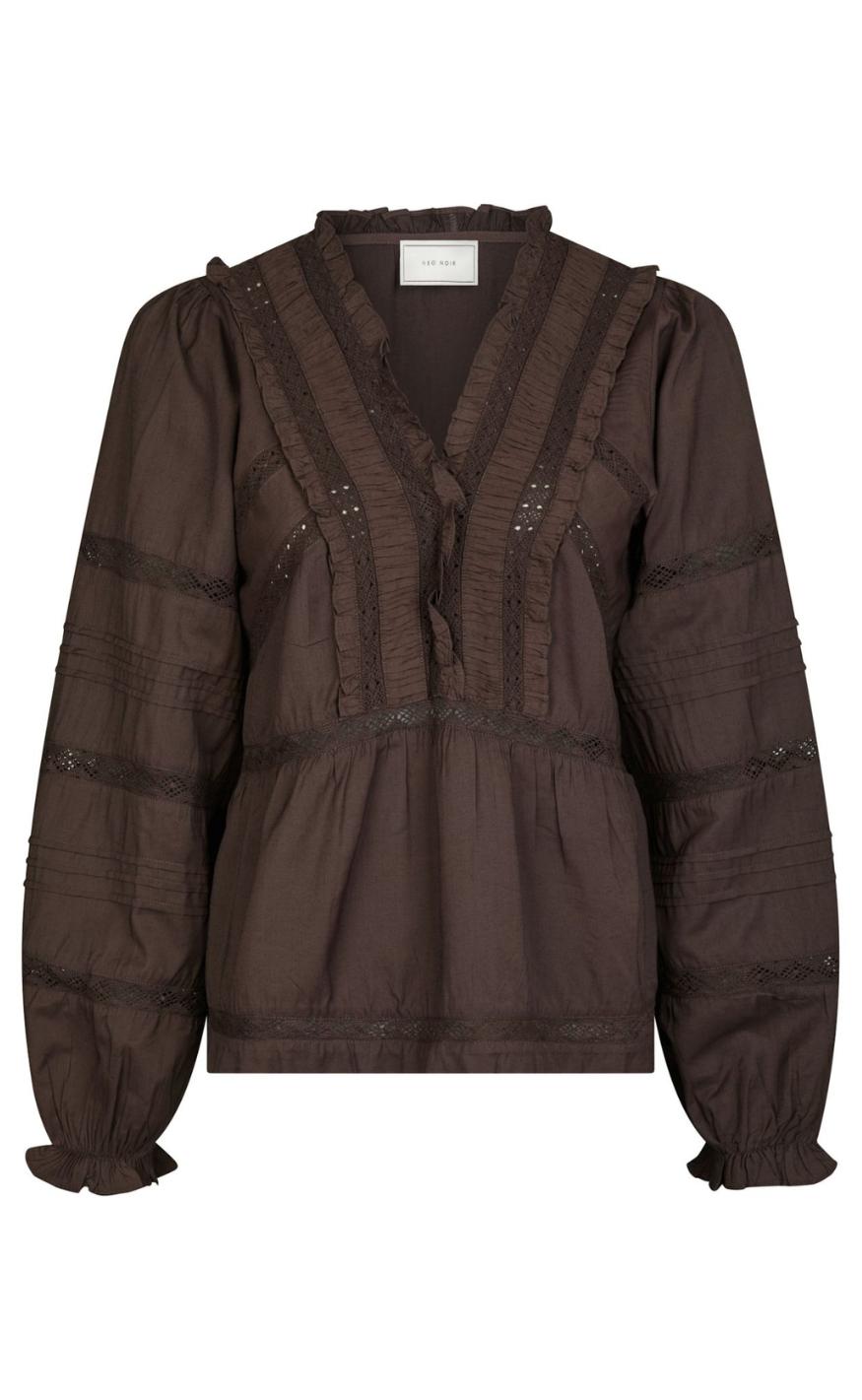 Neo Noir Bluse - Elfie - Dark Brown