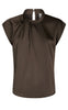 Neo Noir Bluse - Fleur Drapy Satin - Dark brown
