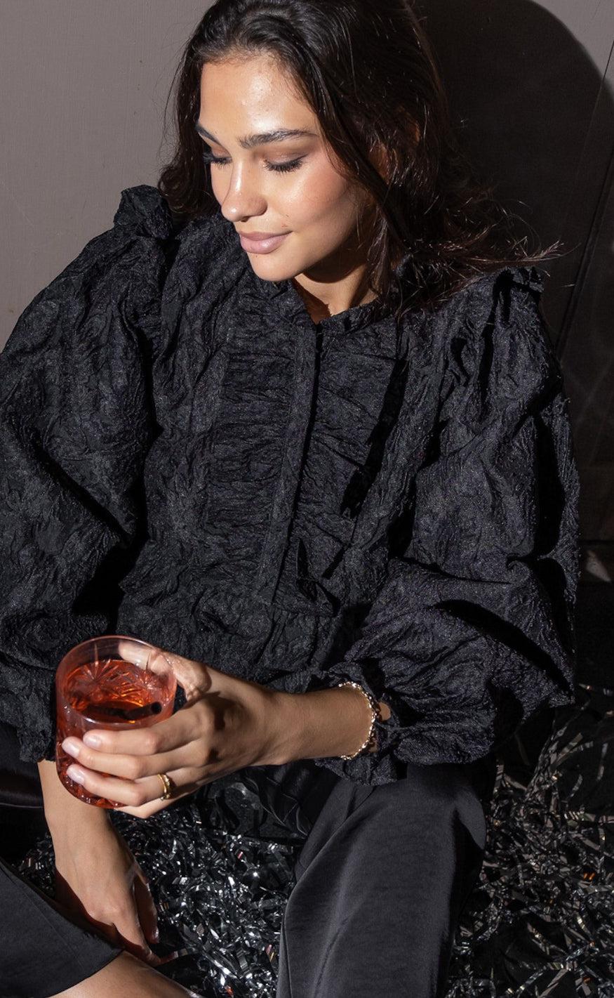Neo Noir Bluse - Hawaii - Black