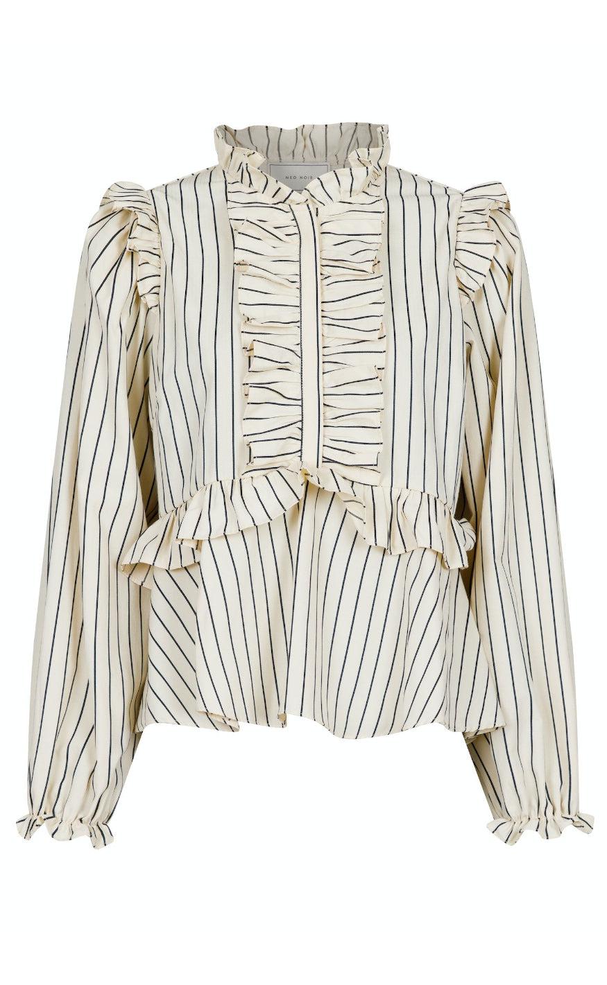 Neo Noir Bluse - Hawaii Stripe - Creme