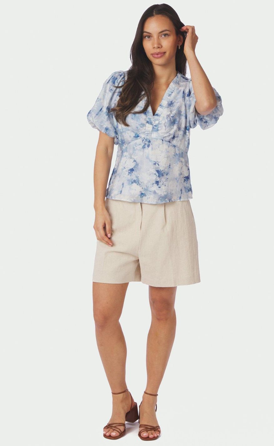Neo Noir Bluse - Irina Floral - Blue