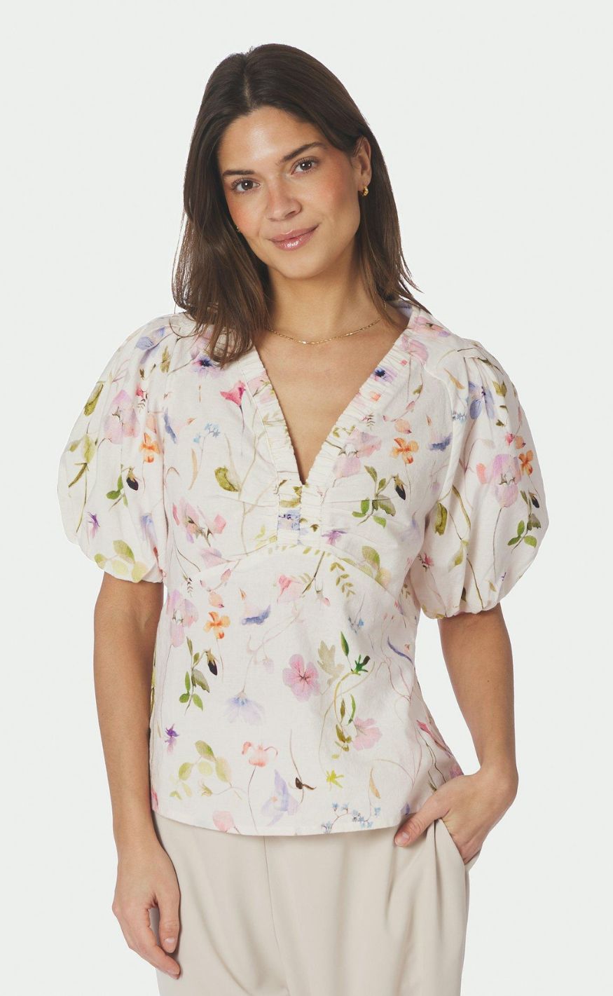 Neo Noir Bluse - Irina Flower - Off White