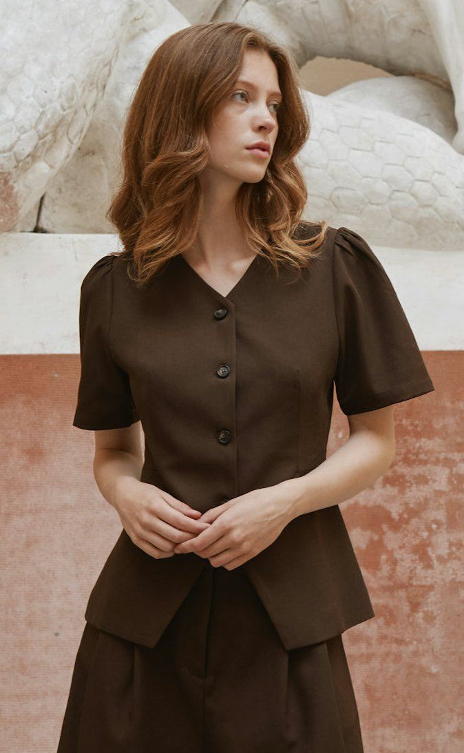 Neo Noir Bluse - Jules - Dark Brown