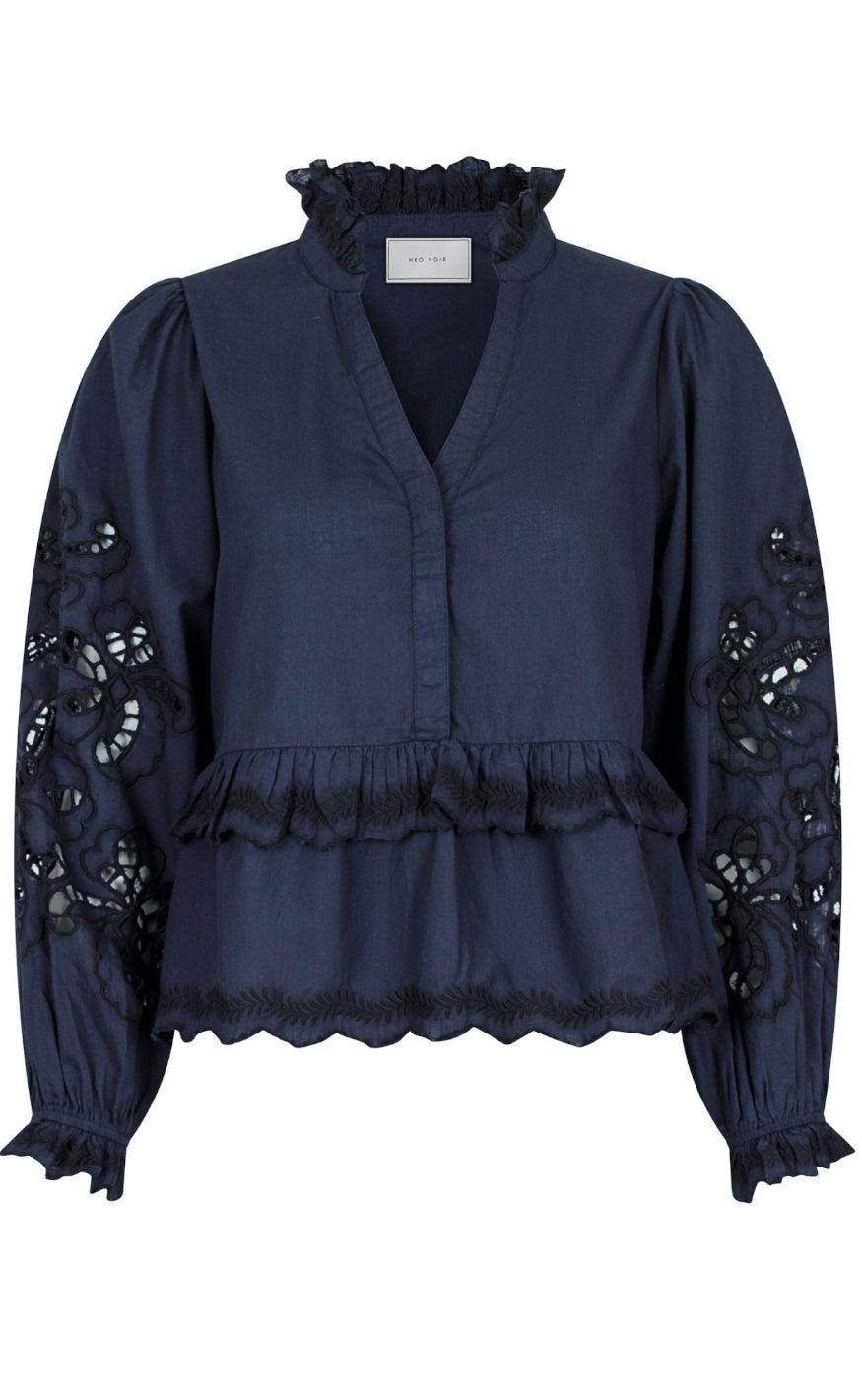 Neo Noir Bluse - Kimmo Embroidery - Black