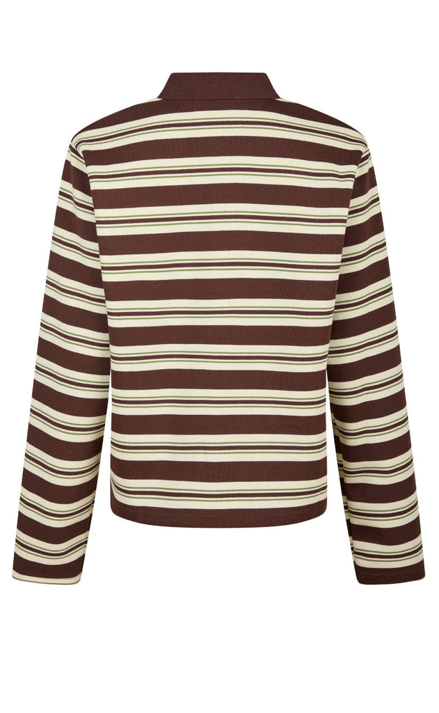 Neo Noir Bluse - Mala Stripe Polo - Brown