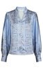 Neo Noir Bluse - Massima Paisley Border - Light Blue