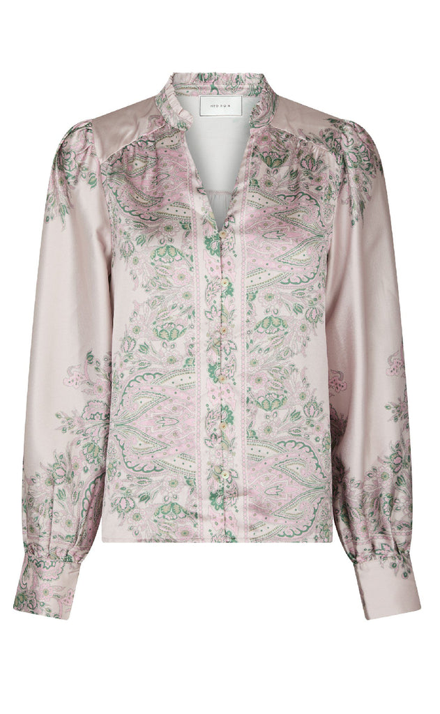 Neo Noir Bluse - Massima Paisley Border - Rose
