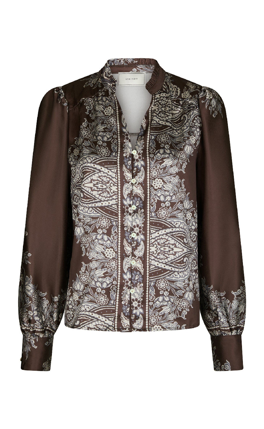 Neo Noir Bluse - Massima Paisley - Dark Brown