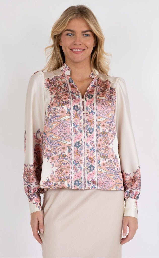 Neo Noir Bluse - Massima Paisley - Light Pink