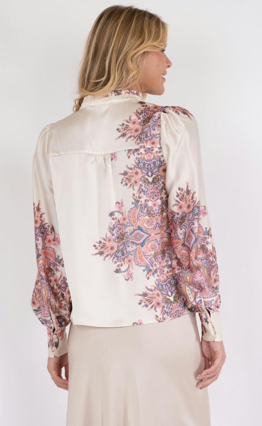 Neo Noir Bluse - Massima Paisley - Light Pink