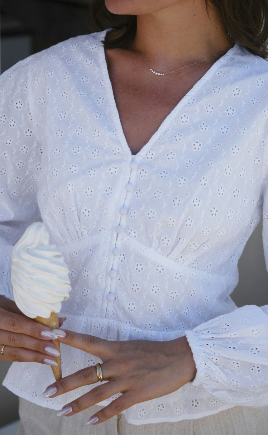 Neo Noir Bluse - Neroni Embroidery - White