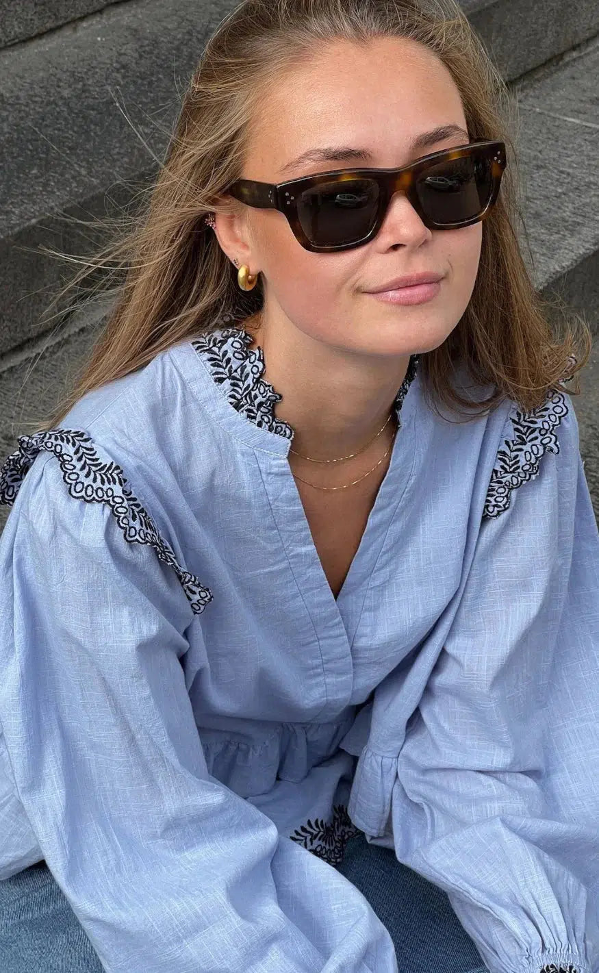 Neo Noir Bluse - Panama - Light Blue