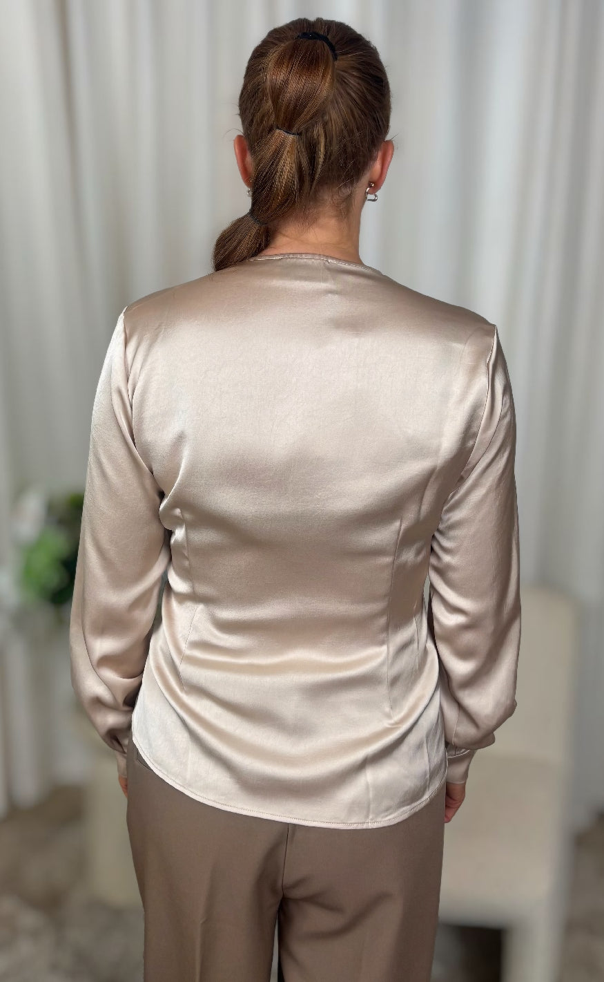 Neo Noir Bluse - Petris Heavy Sateen - Champagne