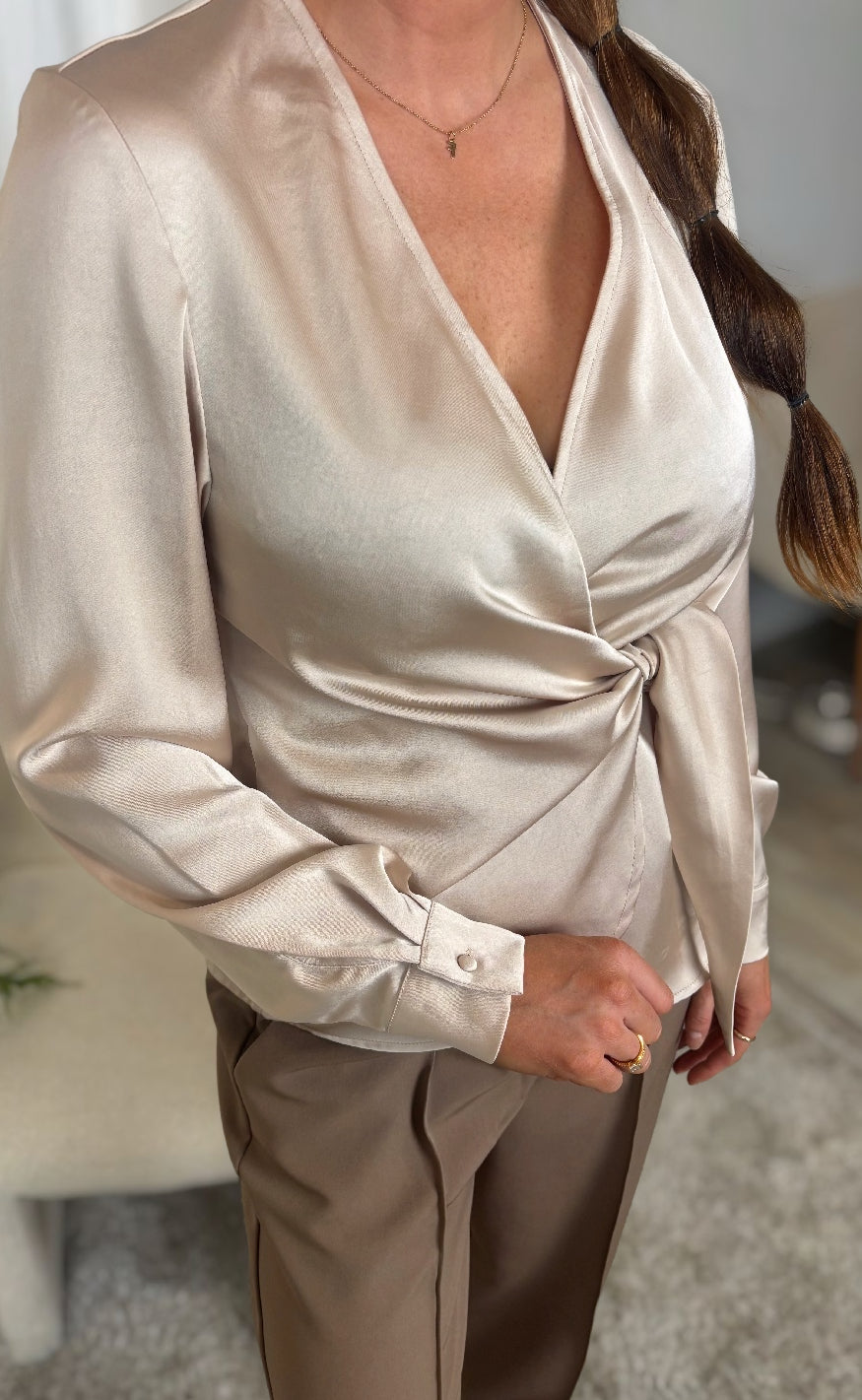 Neo Noir Bluse - Petris Heavy Sateen - Champagne