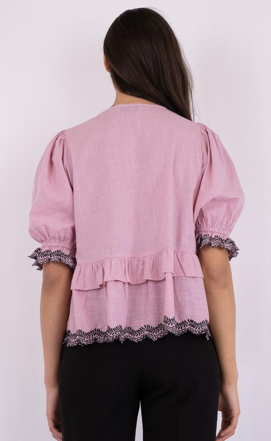 Neo Noir Bluse - Raya Embroidery - Powder