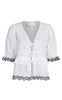 Neo Noir Bluse - Raya Embroidery - White/Black