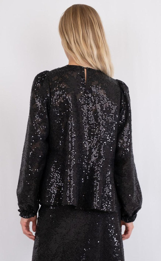 Neo Noir Bluse - Rizzo Sequins - Black