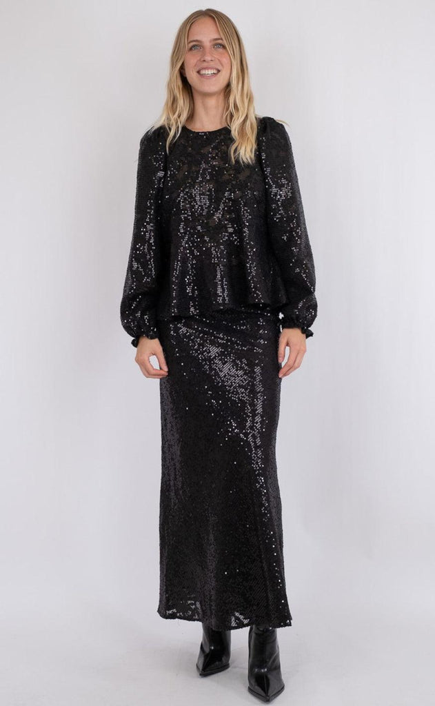 Neo Noir Bluse - Rizzo Sequins - Black