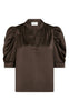 Neo Noir Bluse - Roella Heavy Sateen - Dark Brown