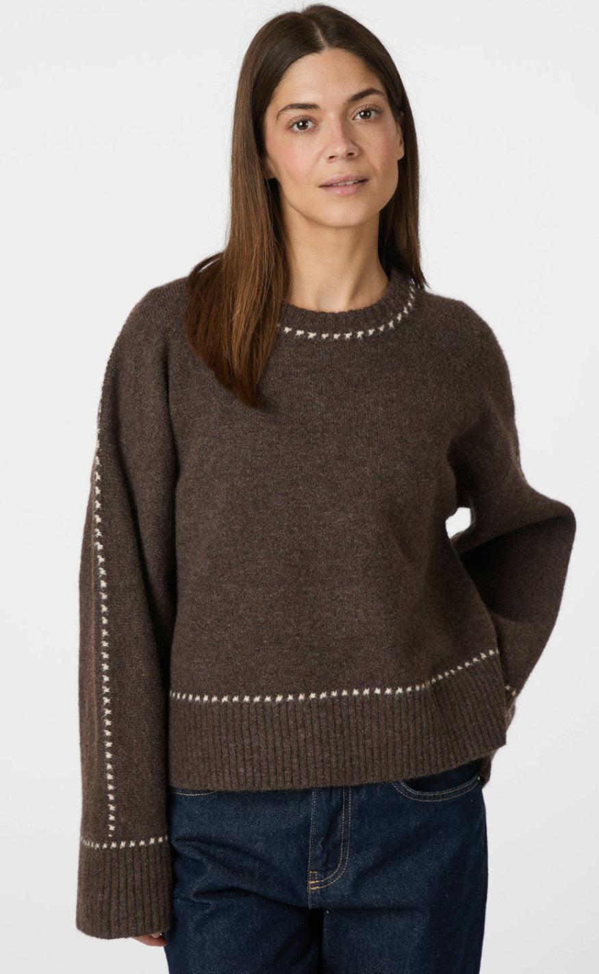 Neo Noir Bluse - Roeme - Brown Melange