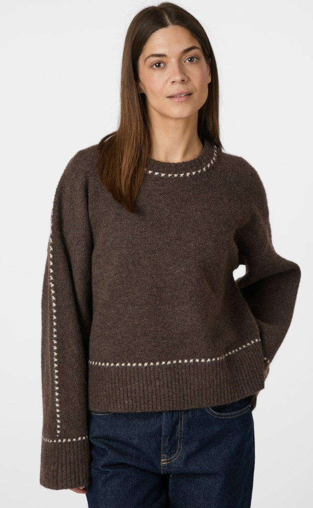 Neo Noir Bluse - Roeme - Brown Melange