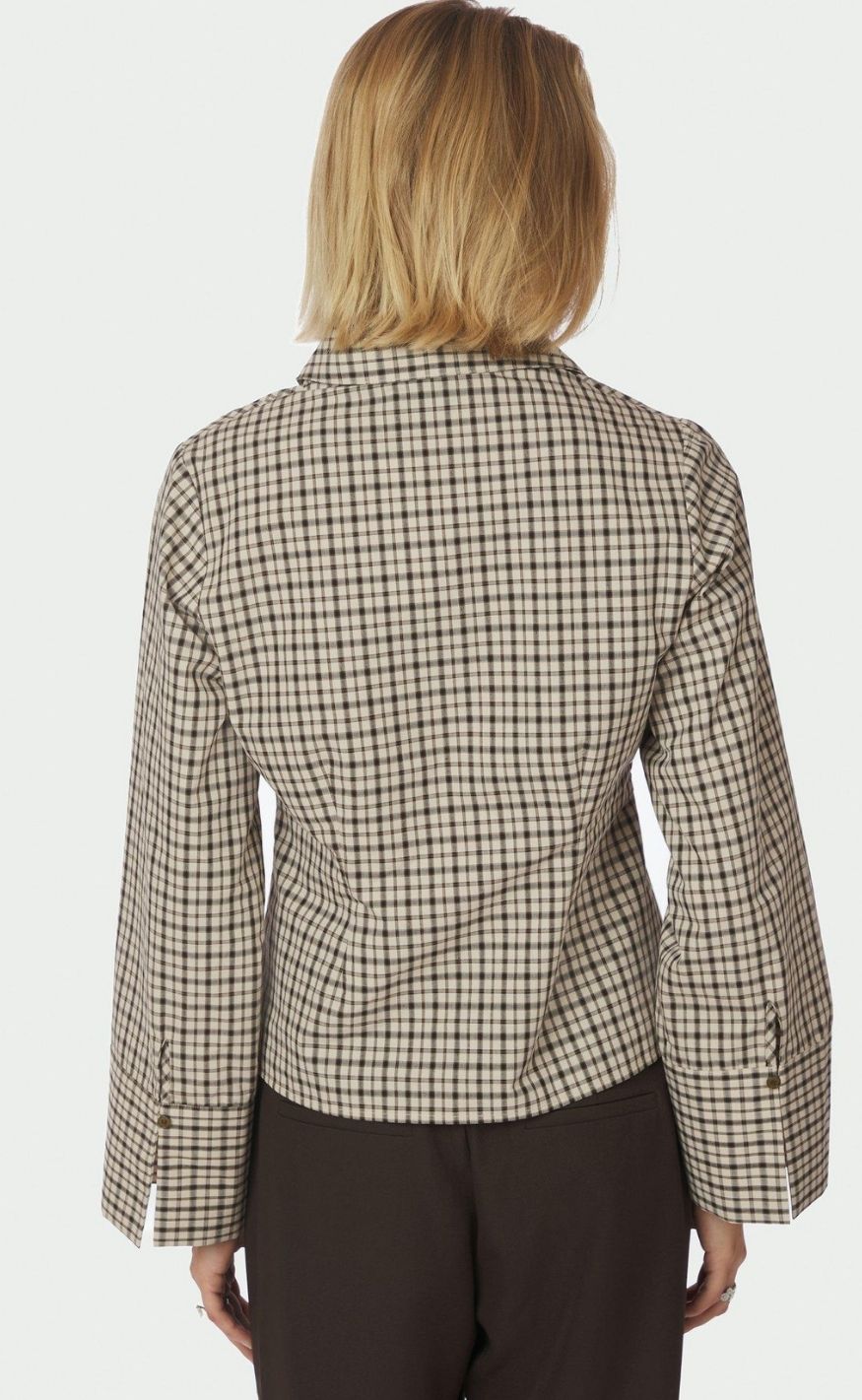 Neo Noir Bluse - Rosa Checked - Beige