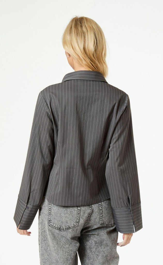 Neo Noir Bluse - Rosa Pinstripe - Grey