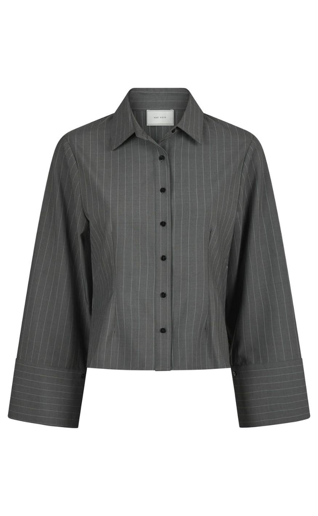 Neo Noir Bluse - Rosa Pinstripe - Grey