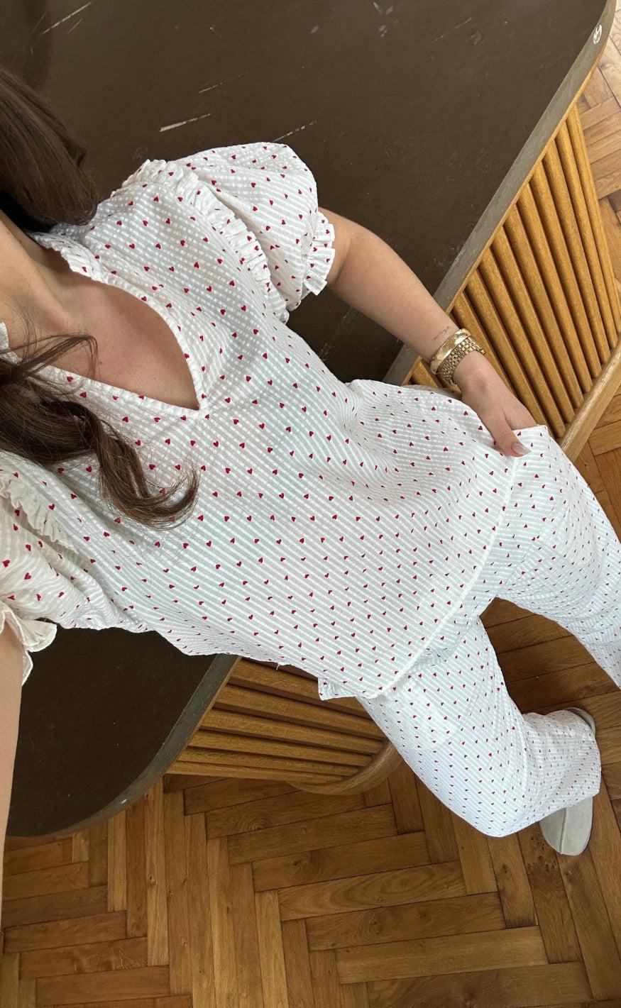 Neo Noir Bluse - Rosalie Heart - White